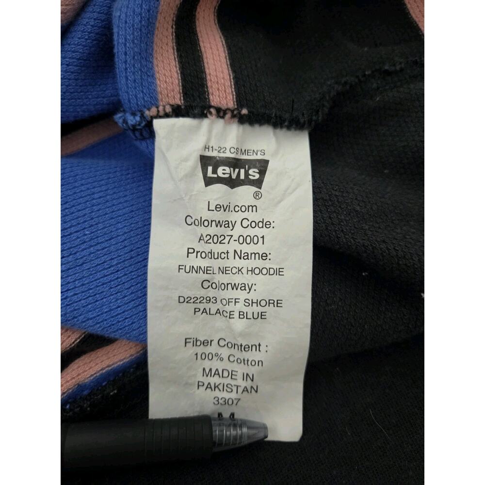 Levi's Funnel Neck Knit Pullover Sweater Off Shore Palace Blue Rugby Stripe M - Picture 5 of 10